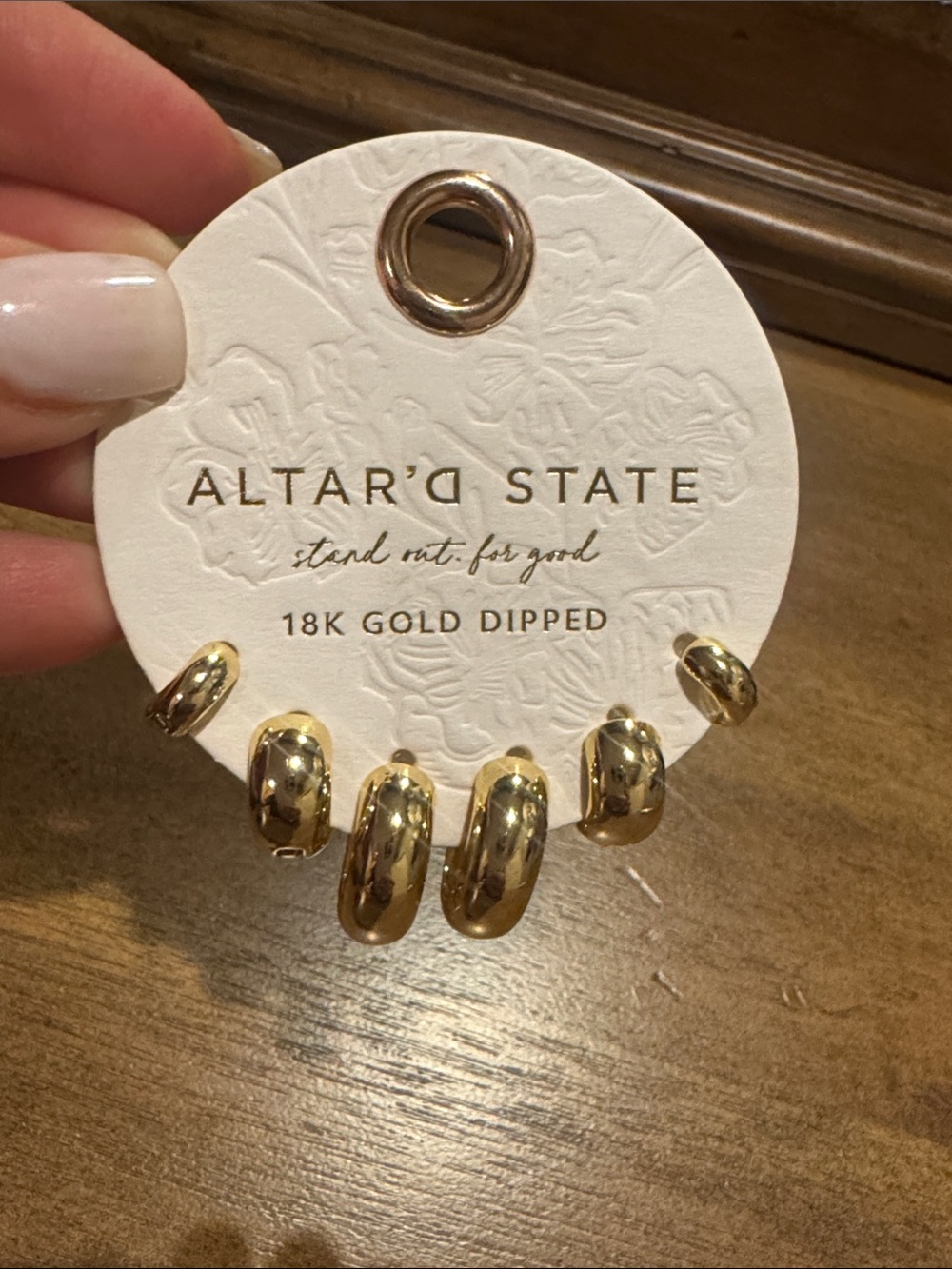 Altar'd State Gold 18K Dipped Mini Hoop Earring Set - NWT